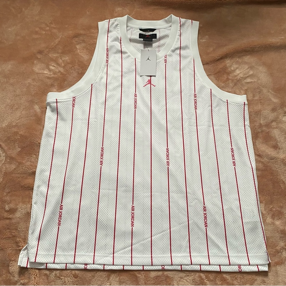 Air Jordan Basketball Jersey Mens XL White Red Pinstripe New DM1380 100